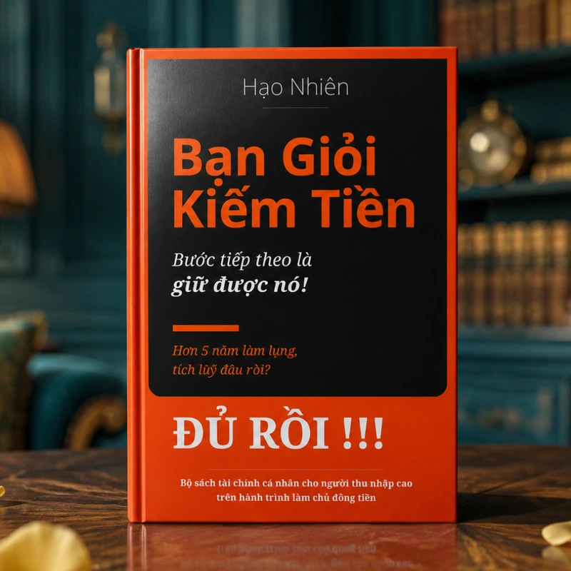 Mockup gói tiện lợi sách "Bạn Giỏi Kiếm Tiền" của Hạo Nhiên. Bộ tài liệu giúp xây dựng hệ thống quản lý tiền bạc và luồng tiền thông minh cho người có thu nhập cao